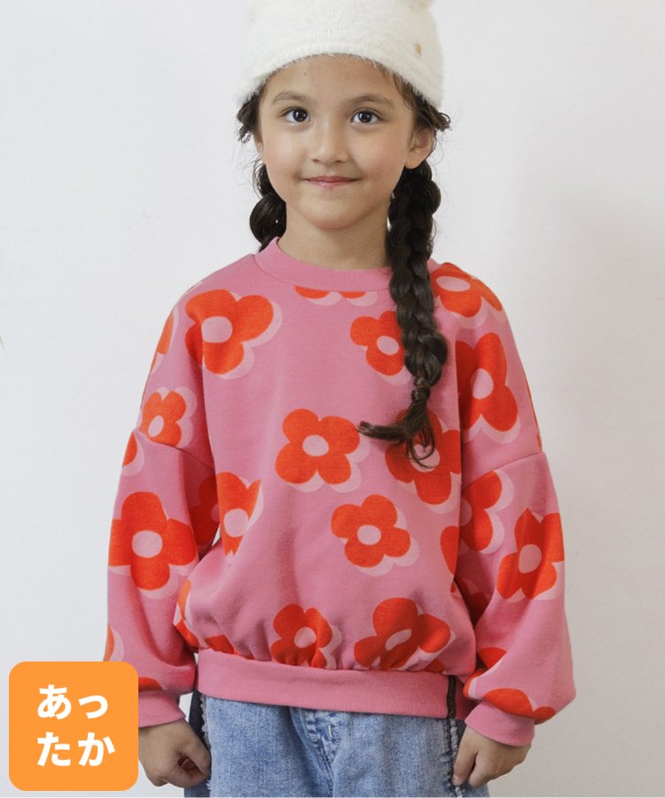 女の子 ボーダーリボン付き 裏起毛トレーナー ぎこちな 120 