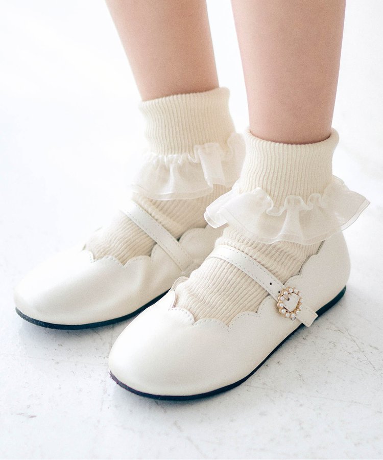 リブ編み ホワイトタイツ 10-15cm