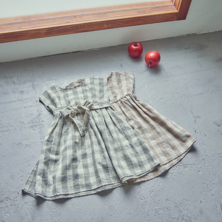 Web限定 お花 チェック柄ショート丈ワンピ Apres Les Cours アプレレクール Apres Les Cours アプレレクール 公式通販