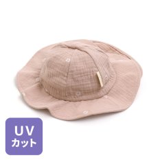 ガーゼ刺繍ベビー帽子_UVカット