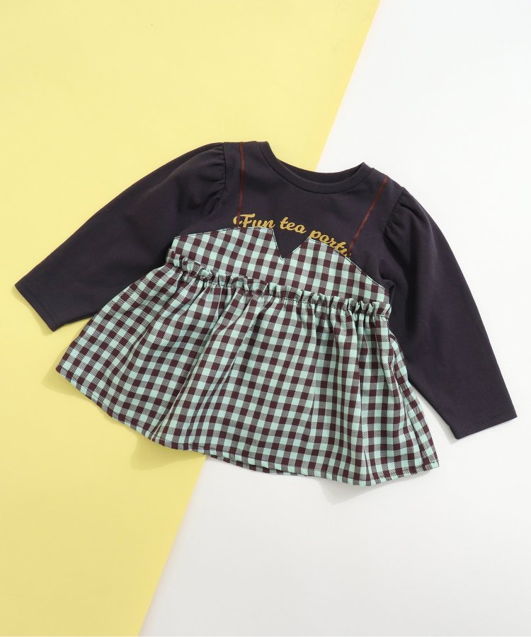 チェックキャミドッキングロゴTシャツ - apres les cours