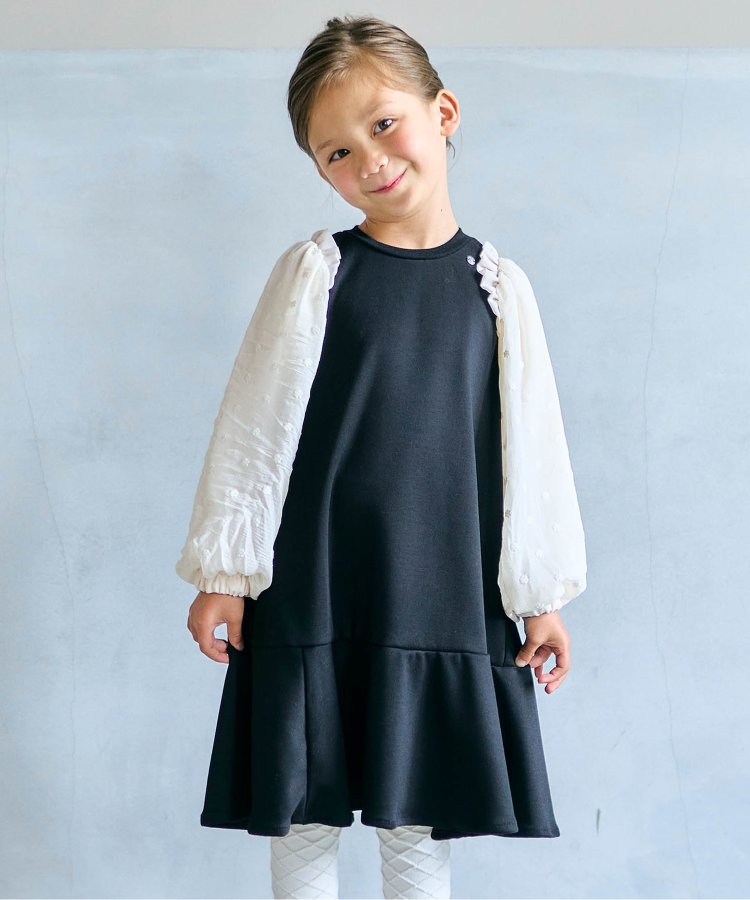 【apres les cours】お花刺繍シアースリーブワンピース_アプレレクールマシェリ【フォーマル対応】 子供服・ベビー服 女の子 ワンピース