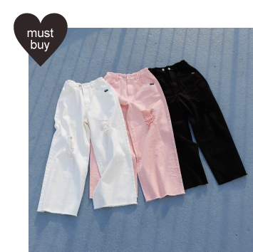 ウエスト調節できるグランジワイドパンツの置き画