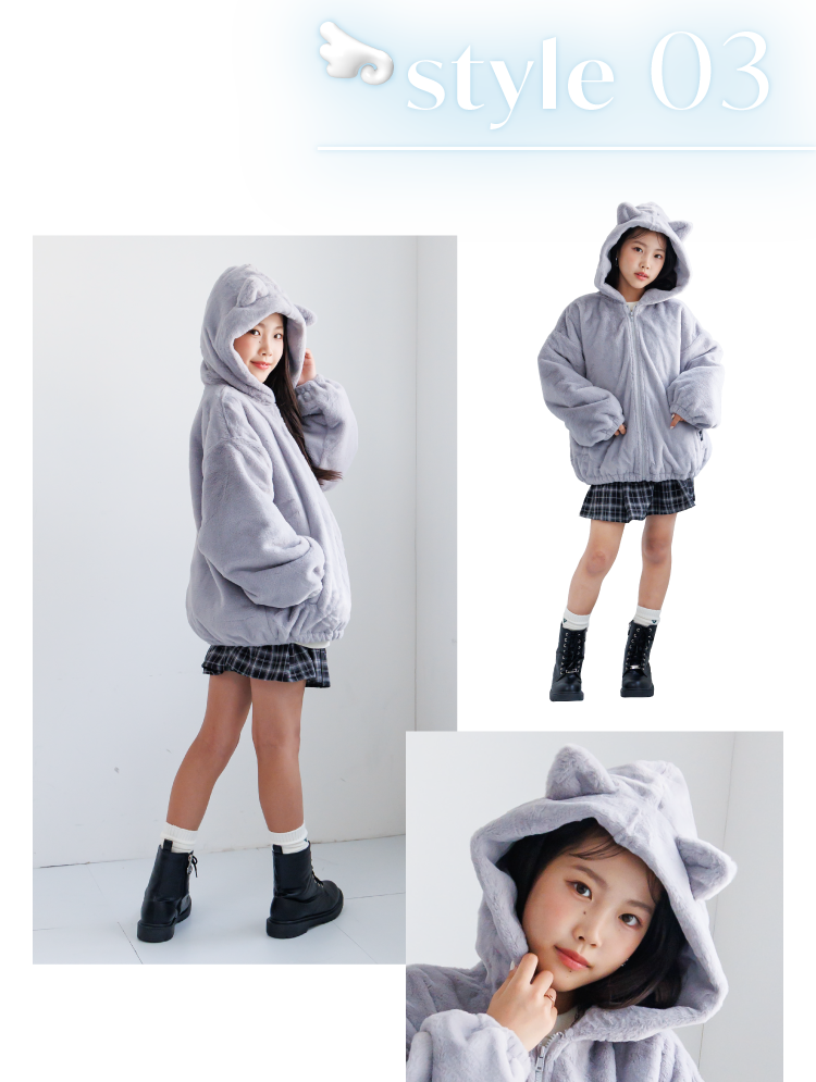 style 03 ネコミミBIGエコファーアウター