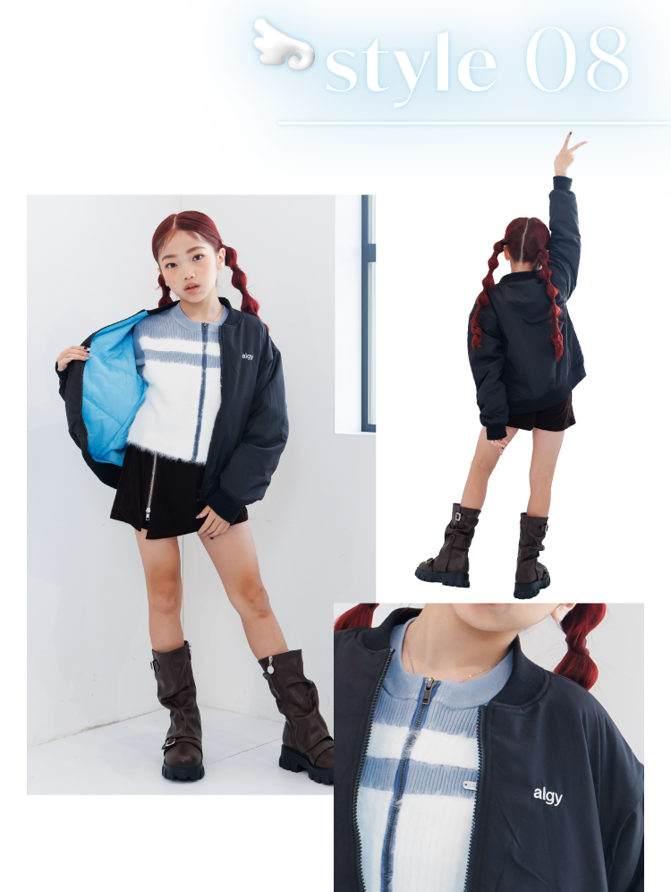 style 08 ライニング配色ライトブルゾン