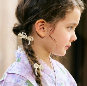 リボンヘアクリップセット