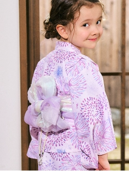 ピンクの花火柄・子供用浴衣