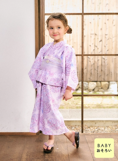 ピンクの花火柄・子供用浴衣