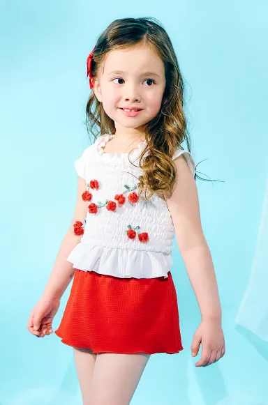 さくらんぼ・花柄ホルターパフスリーブセパレート水着