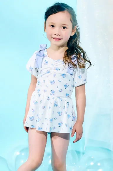 肩リボンパフスリーブワンピース水着