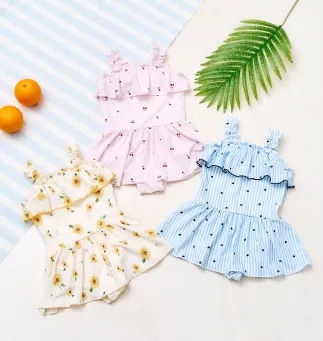 さくらんぼ・ひまわり・ハート柄ワンピース水着