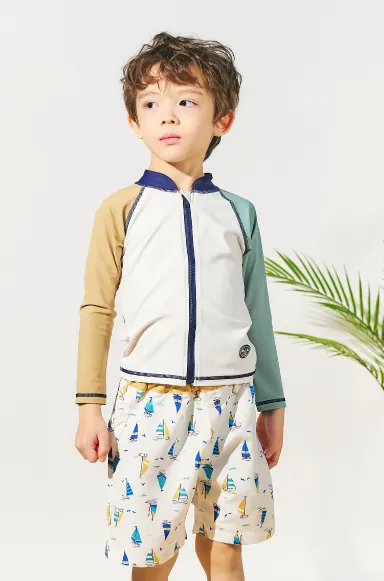 サファリカー・海モチーフ・ヨット柄トランクス水着