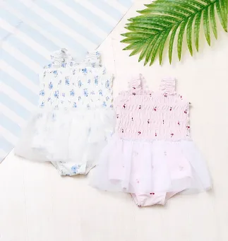 さくらんぼ・花柄チュールワンピース水着