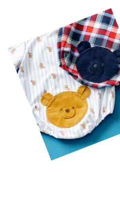 tiny bear ストライプ＆チェックボディースーツの商品置き画像