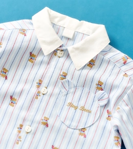 tiny bear ストライプ＆パッチワークシャツの商品置き画像