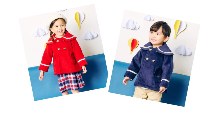 tiny bear セーラーコートを着用した女の子と男の子の画像