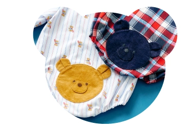 tiny bear ストライプ＆チェックボディースーツの商品置き画像