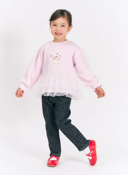 裏シャギーペプラムモチーフトレーナー