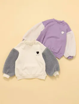 ハート刺繍袖ボアトレーナー