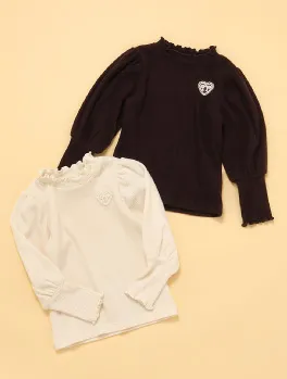 あったかパフスリーブリブトップス