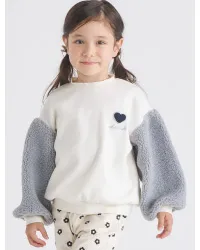 ハート刺繍袖ボアトレーナー