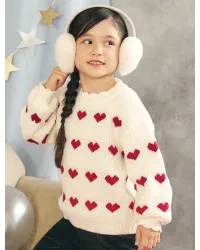 ハート・フラワー・ネコ モチーフニット