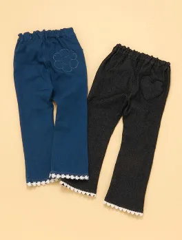 裏起毛ハート・お花ポケットフレアきゅんパンツ