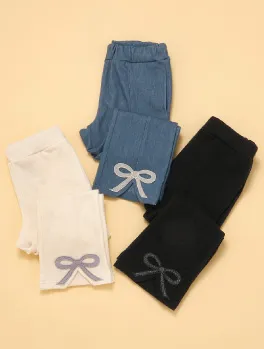 裏起毛リボンスリットカットソーパンツ