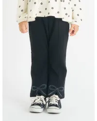 裏起毛リボンスリットカットソーパンツ