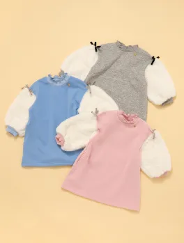 裏シャギー袖ボアワンピース