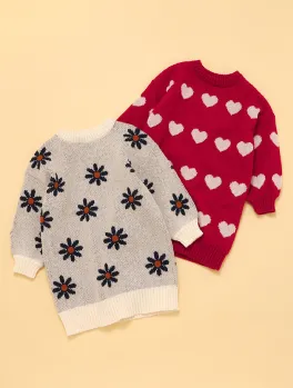 フラワー・ハートニットワンピース