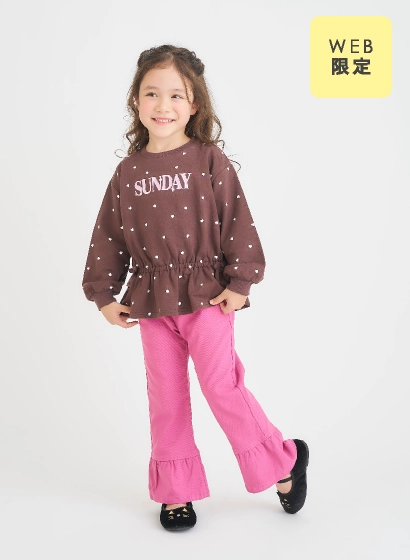 ワッフルペプラムハートモチーフTシャツ