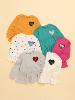 ワッフルペプラムハートモチーフTシャツ