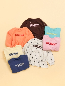 スウェットライクペプラムロゴトップス