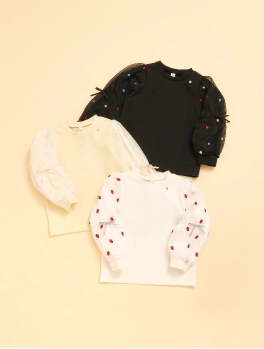 3柄シアースリーブトップス