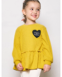 ワッフルペプラムハートモチーフTシャツ