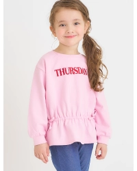 スウェットライクペプラムロゴトップス