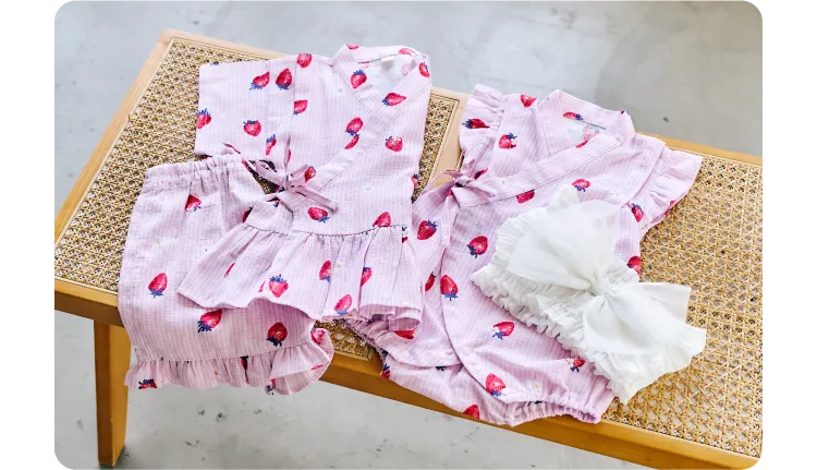 アプレのはんなりGIRLSペプラム甚平 アプレのはんなりBABY甚平ロンパス（帯セット）