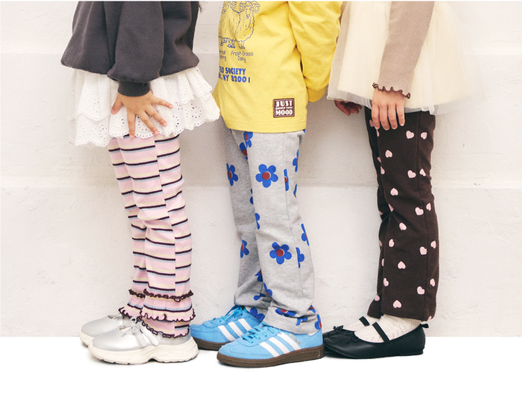 2026 apres les cours アプレ レ クール フレアパンツ レギンス パンツ ストレッチ ウエストゴム リブパンツ フリル ボトムス 子供服 ベビー服 キッズ 女の子　男の子　ベビー
