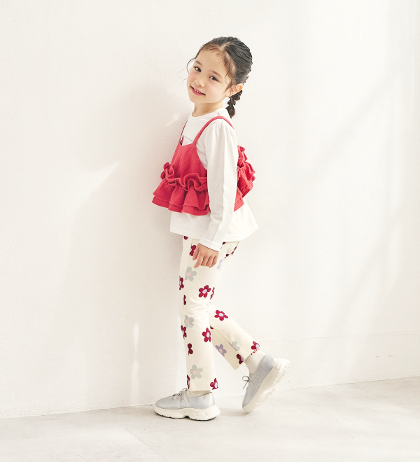 2026 apres les cours アプレ レ クール フレアパンツ レギンス パンツ ストレッチ ウエストゴム リブパンツ フリル ボトムス 子供服 ベビー服 キッズ 女の子　男の子　ベビー