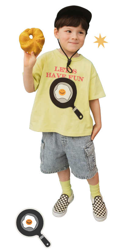 FOスマイルロゴTシャツ男の子コーディネート