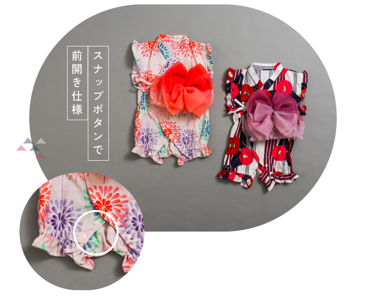 スナップボタン<br />            で前開き仕様 BREEZEベビー 女の子 Girls甚平ロンパス 3,960(税込)