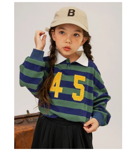 秋先取りの長袖ポロの女の子コーデ