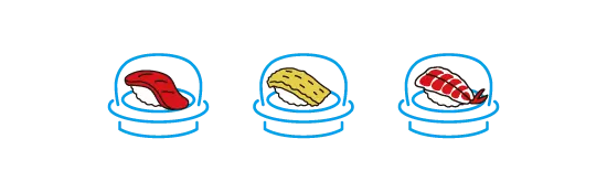 まぐろとたまごとエビのお寿司