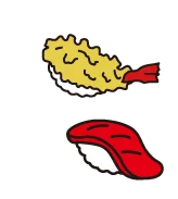 えび天にぎりと熟成まぐろのお寿司