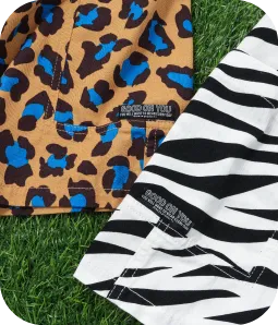 アニマル総柄サイドポケットパンツ 柄アップ