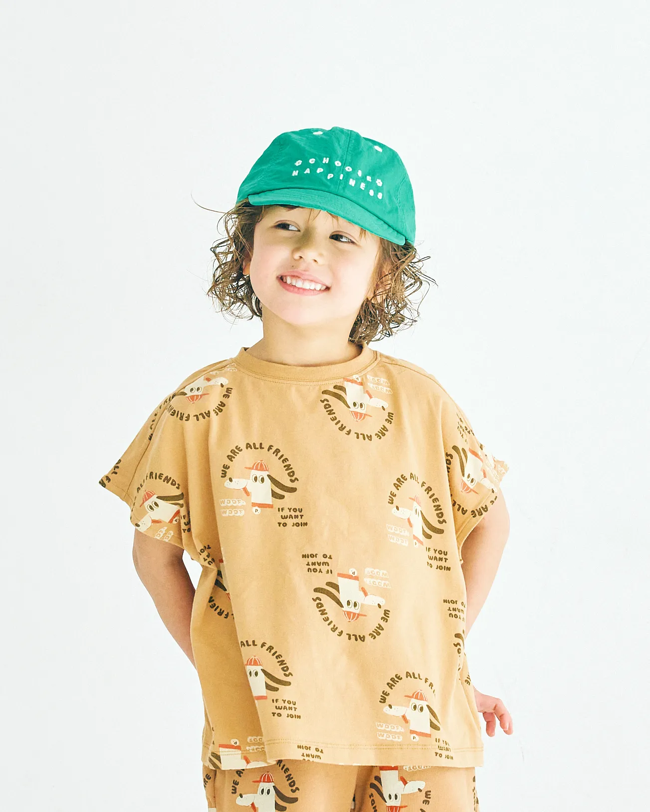総柄ワイドノースリーブストレッチTシャツ